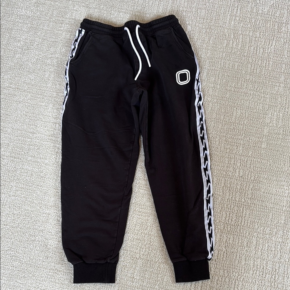 Overtime Black and White Jogger Sweatpants with Side Stripe